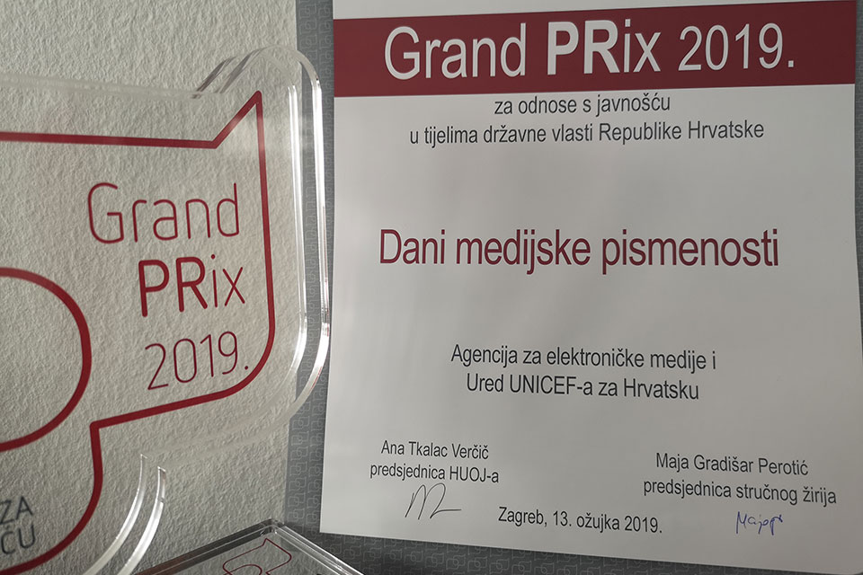 Projekt Dani Medijske Pismenosti Osvojio Grand Prix Huoj A Medijska